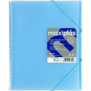 Grafoplás Carpeta Espiral A4 con 30 Fundas PP Rígido Translúcido Azul Soft