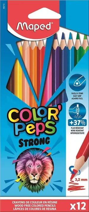 Maped Lápices de Colores Color'Peps Strong - Estuche de 12 Unidades