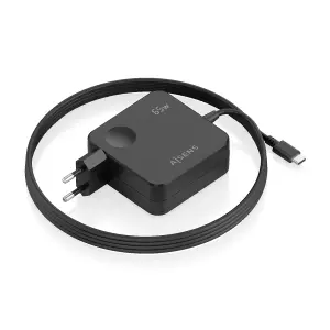 Aisens Cargador de Pared - Cable USB-C Integrado de 1.5m - 65W - Power Delivery 3.0 - Multiples Protecciones de Seguridad - Color Negro