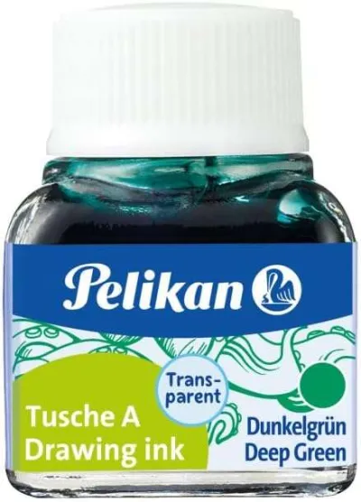 Pelikan Tinta China 523 10ml N.7 Verde Oscuro - Ideal Para Dibujo y Caligrafía
