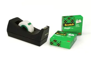 Scotch Dispensador de Cinta Adhesiva con 3 Cintas Invisibles - Negro - Hasta 19mm x 33m