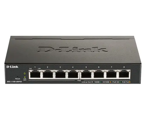 D-Link DGS-1100-08PV2 8xGb PoE Switch 64W