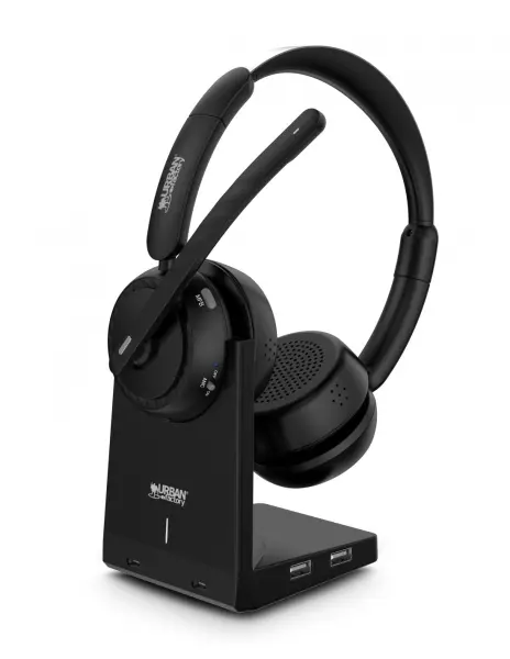 Urban Factory Movee Max Auriculares Bluetooth 5.2 con Reducción Activa de Ruido, Negro