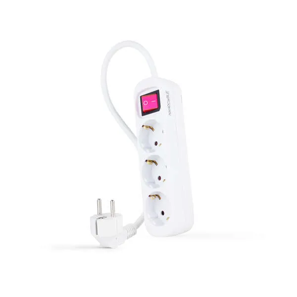 Nanocable Regleta 3 Tomas Interruptor 1.4M - Color Blanco
