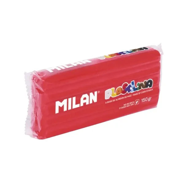 Milan Barra de Plastilina 150gr Sin Gluten Mezclables Color Rojo Base Almidón Maíz