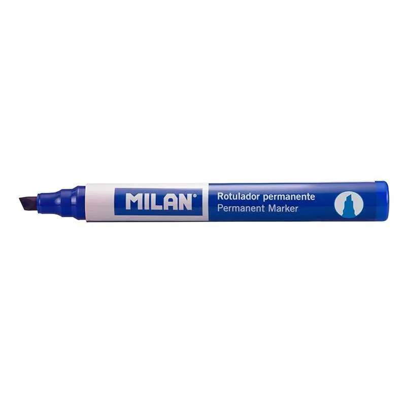 Milan Rotulador Permanente Punta Biselada - Punta 1 - 4Mm - Tinta A Base De Alcohol - Color Azul