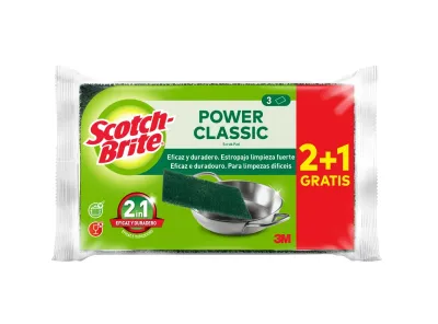 Scotch-Brite Pack de 3 Estropajos de Cocina Verde Oscuro - Promoción 2 + 1 Gratis