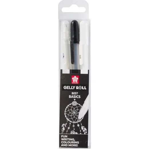 Talens Sakura Bolígrafos Gelly Roll Mixed Estuche De 3 Transparente/Negro/Blanco