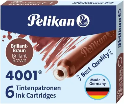 Pelikan Caja de 6 Cartuchos 4001 TP/6 Tinta Alta Calidad Compatible Plumas Estilográficas Marrón