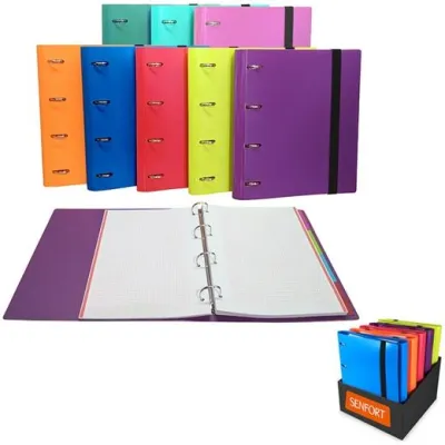 Senfort Carpeta Anillas 4x30mm Ringbook A4 con Recambio 120H y 4 Separadores Surtidos