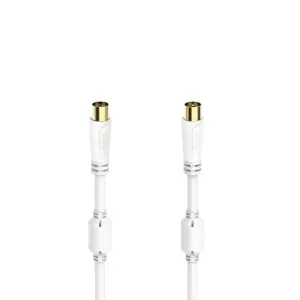 Hama Cable Coaxial Antena Macho/Hembra 0.75m Oro Triple Blindaje 100dB 75Ohm Blanco