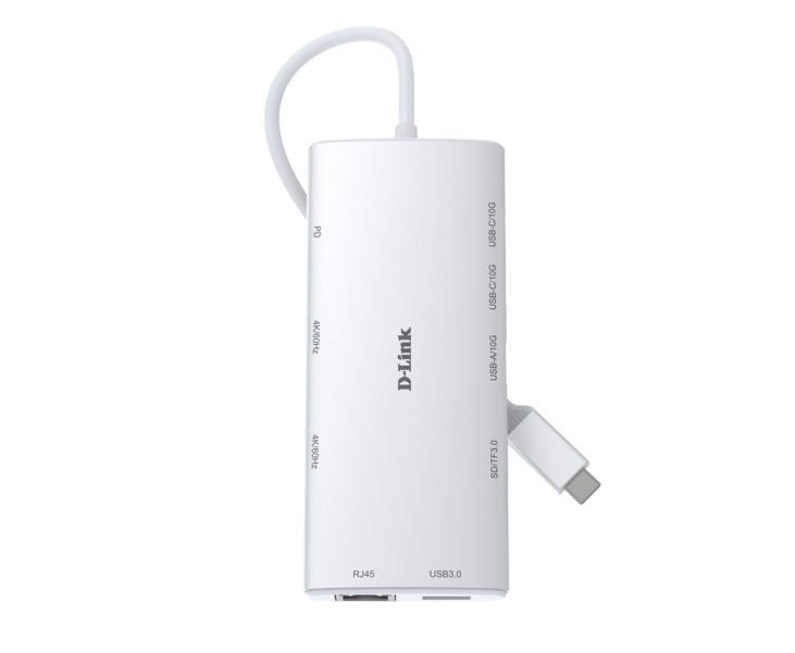 D-Link Dup-A01 Hub Usb-C 10 En 1 - 3X Usb-C, 2X Usb-A, 2X Hdmi 4K, 1X Rj45, 1X Lector Sd, 1X Lector Microsd, 100W - Color Blanco