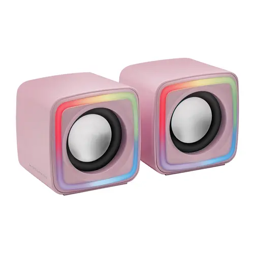Mars Gaming Altavoces 2.0 MSCube Pink 8W RMS Sonido DSP Espacial Iluminación RGB