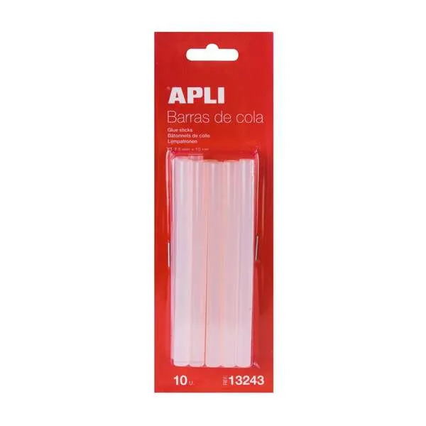 Apli Barras De Cola Transparentes Ø7,5mm X 10cm - Paquete De 10 Unidades