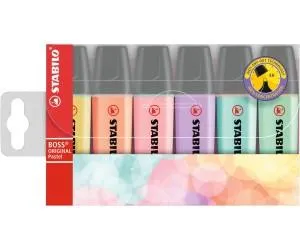 Stabilo Boss 70 Pastel Pack de 6 Rotuladores Fluorescentes Recargables 2-5mm