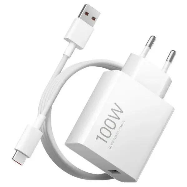 Xiaomi Cargador GAN de Pared 100W con Cable USB-A y Identificación Inteligente - Blanco