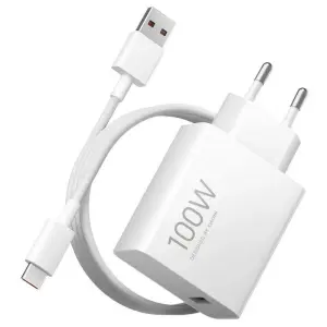 Xiaomi Cargador GAN de Pared 100W con Cable USB-A y Identificación Inteligente - Blanco