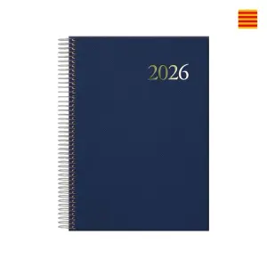Dohe Agenda Anual Espiral en Catalán - Día Página - Sábado y Domingo - 14x20cm - Azul