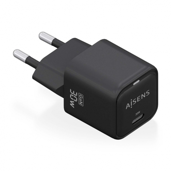 Aisens Cargador Gan Usb-C 30W - Alta Eficiencia Energetica - Diseño Elegante Y Moderno - Tecnologia Ai Para Carga Rapida - Multiples Protecciones De Seguridad