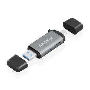 Aisens Lector de Tarjetas SD, MSD, MMC, RS-MMC, USB-A y USB-C