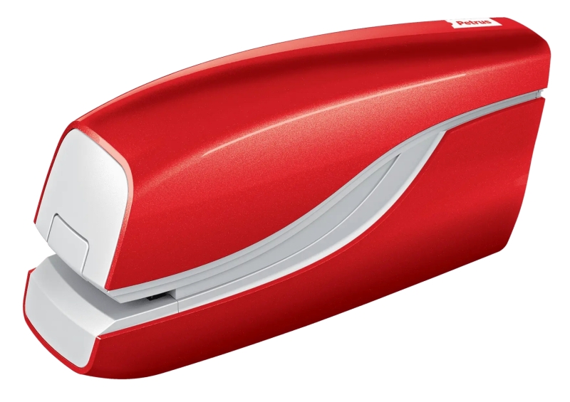 Petrus Wow E-310 Contactless Grapadora Electrica - Hasta 10 Hojas - Grapado Cerrado - Utiliza Grapas Petrus Nº10 - Color Rojo Metalizado