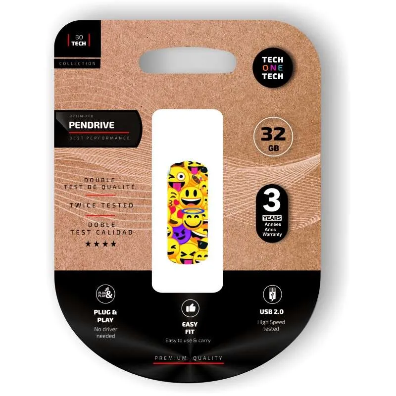 Techonetech Clip Tech Emoji Collage Memoria Usb 2.0 32Gb (Pendrive)