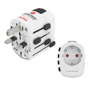 Hama Adaptador Universal de Viaje Pro - Compatible en Más de 150 Países - 250V, 7A - Blanco