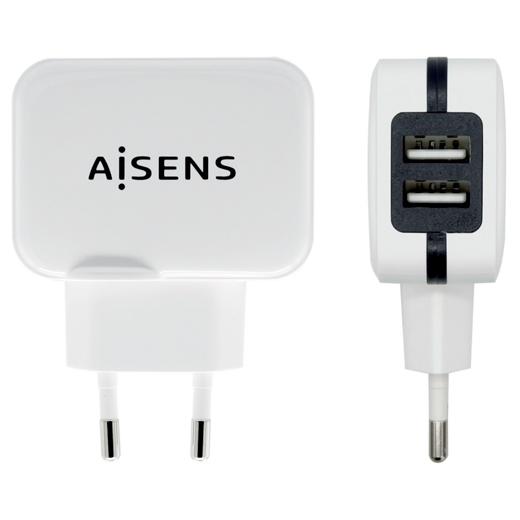 Aisens Cargador Usb 17W 5V/3.4A, 2X Usb-A Con Control Ai Blanco