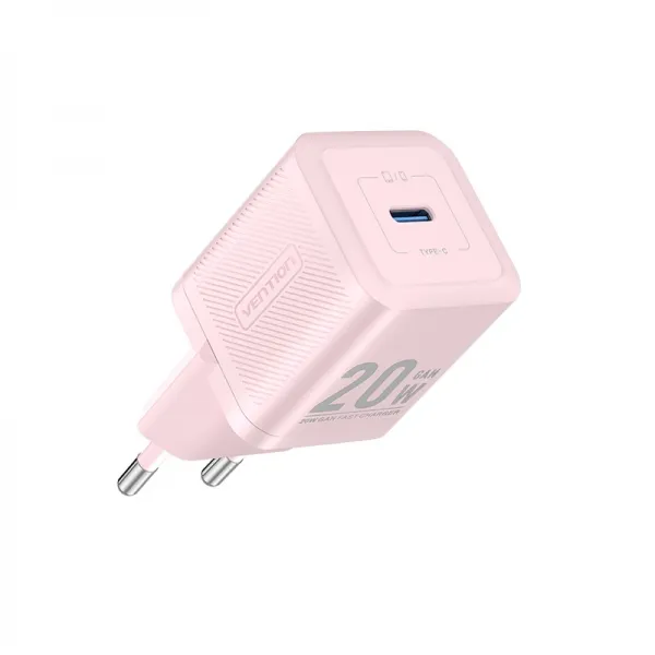 Vention Cargador De Pared Gan Usb-C 20W - Carga Rapida Eu - Color Rosa