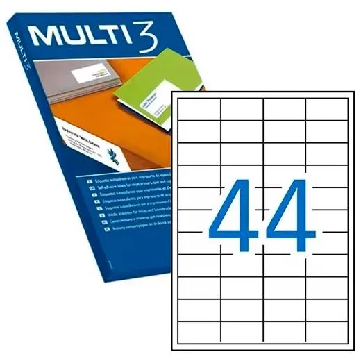 Multi-3 Etiquetas Adhesivas 48,5X25,4Mm Inkjet/Láser C/Rectos 44 X 100H Blanco