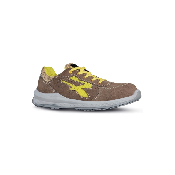 Upower Reflex S Esd Calzado De Seguridad Ligero - Talla 45 - Gamuza Perforada, Puntera Compuesta, Antiperforacion Textil, Suela Antideslizante, Plantilla Antifatiga, Proteccion S1Ps Fo Sr - Color Beige/Amarillo