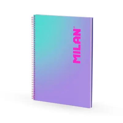 Milan Cuaderno Espiral A4 Pautado 7mm 90 Hojas 95 gr/m2 Microperforado Violeta/Turquesa