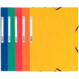 Exacompta Carpeta Cartón Lustroso 355g Tres Solapas Gomas A4 Surtido - 10 Unidades