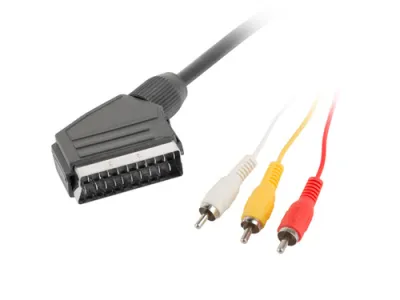 Lanberg Cable Euroconector 1,8 m SCART (21-Pin) 3 x RCA Negro