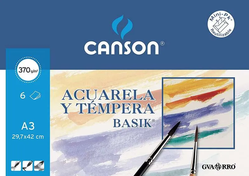 Canson Minipack Acuarela y Témpera Basik 6 Hojas Lisas 29,7x42cm