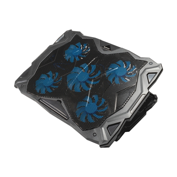 Unykach Candy C500 Base De Refrigeracion - 5 Ventiladores Led Azul - Altura Ajustable En 5 Posiciones - Estructura Resistente - 2 Puertos Usb - Color Negro