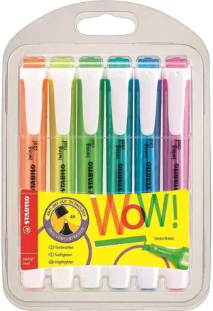 Stabilo Swing Cool Pack de 6 Marcadores Fluorescentes Punta Biselada 1-4mm Colores Surtidos