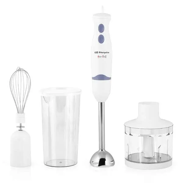 Orbegozo BT 1320 Batidora-Picadora 400W, Acero Inoxidable, Vaso 600ml, Picador 500ml