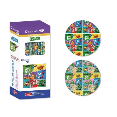 Bismark Comic Rollo de Papel Regalo - Medidas 70cmx200cm - 2 Diseños Diferentes