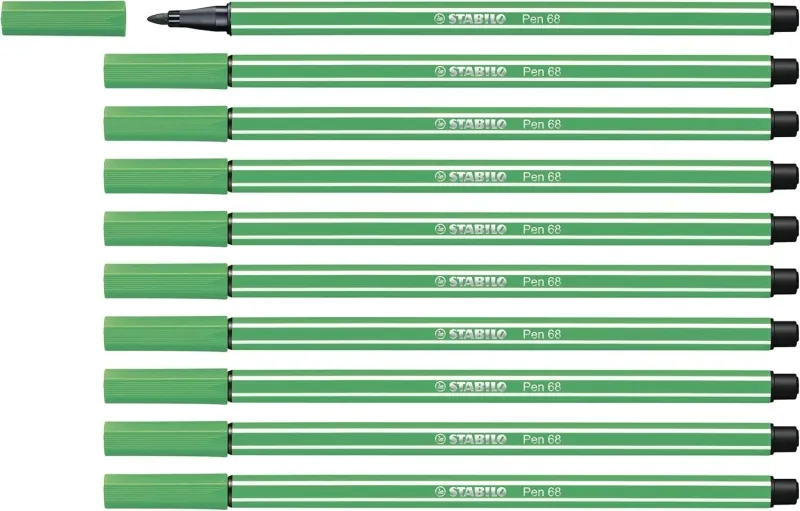 Stabilo Pen 68 Rotulador De Punta De Fibra - Trazo De 1Mm Aprox. - Tinta Con Base De Agua - Color Verde