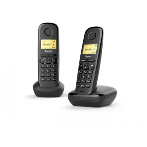 Gigaset A270 Duo Telefono Inalambrico Dect + 1 Supletorio - Identificador De Llamadas - Manos Libres - Control De Volumen - Color Negro