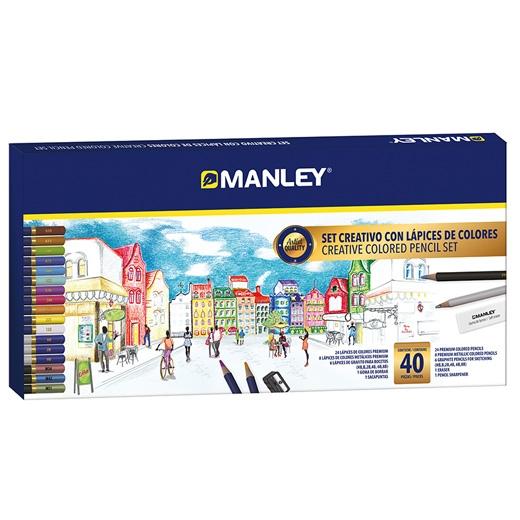 Manley Set Creativo Lápices De Colores 40 Piezas Surtido