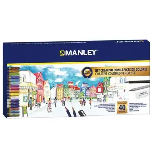 Manley Set Creativo Lápices de Colores 40 Piezas Surtido