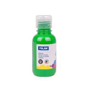 Milan Botella de Témpera 125ml con Tapon Dosificador - Secado Rápido - Verde Claro