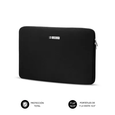 Subblim Skin Funda De Neopreno Para Portatil 11.6" A 12.5" - Cierre De Cremallera - Color Negro