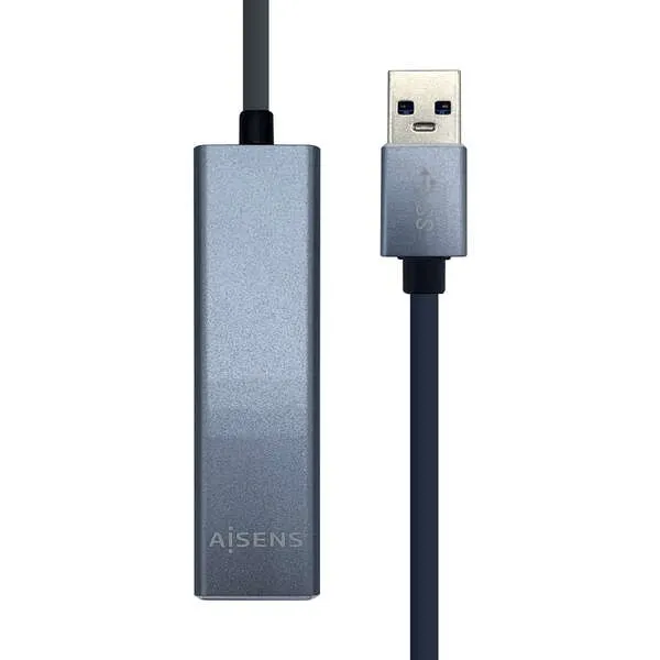 Aisens Conversor Usb 3.0 A Ethernet Gigabit 10/100/1000 Mbps + Hub 3Xusb3.0 - 15Cm - Color Gris