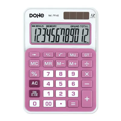 Dohe Calculadora Electrónica 12 Dígitos Solar y a Pilas con Teclas de Memoria