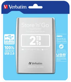 Verbatim Disco Duro Portátil Store 'N' Go 2TB HDD 2.5" USB 3.0 Plata