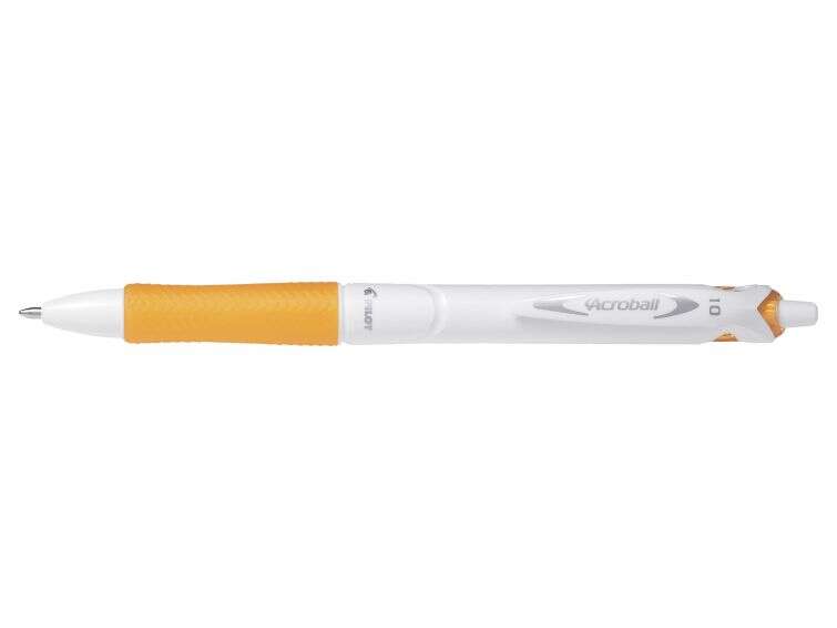 Pilot Boligrafo De Bola Retractil Acroball Purewhite - Recargable - Fabricado Con Plastico Reciclado - Punta Redonda 1Mm - Trazo 0.28Mm - Grip Ergonomico - Color Naranja