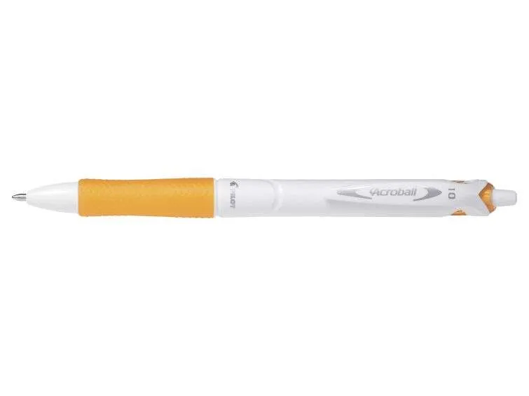 Pilot Boligrafo De Bola Retractil Acroball Purewhite - Recargable - Fabricado Con Plastico Reciclado - Punta Redonda 1Mm - Trazo 0.28Mm - Grip Ergonomico - Color Naranja